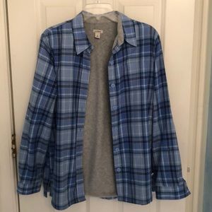 Women’s Fleece-Lined Flannel Shirt - Light Blue